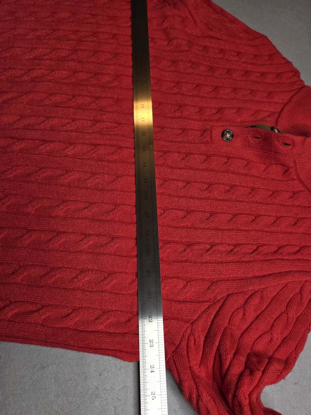 Jmierr Red Cable-Knit Zip-Front Sweater with Brown Elbow Patches XL - Picture 5 of 6